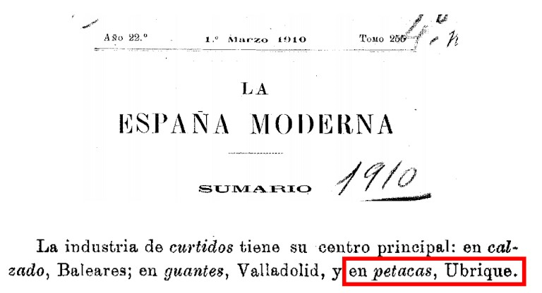 Extract from the magazine LA ESPAÑA MODERNA, 1910.