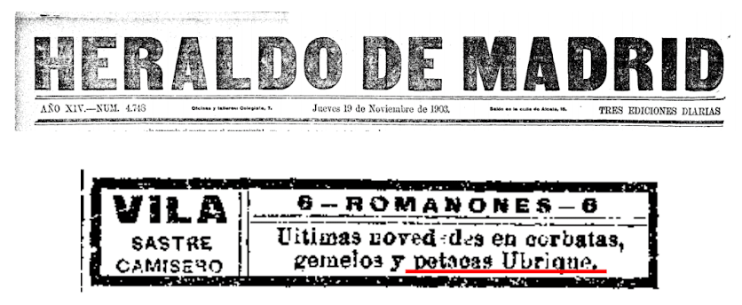 Extract from the newspaper HERALDO DE MADRID, 19 of November, 1903.